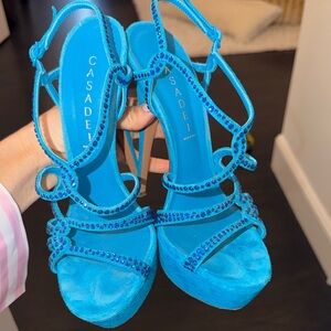 Casadei Vibrant Blue Strappy Heels